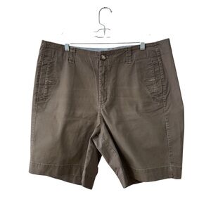 Eddie Bauer Mercer Fit Khaki Shorts Plus Size 18 Tall Green-Brown Outdoor Casual